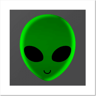 Alien head green on mars Believe UFO Posters and Art